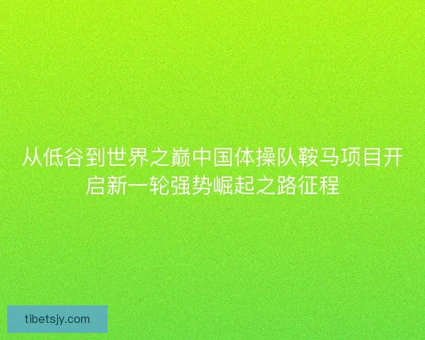从低谷到世界之巅中国体操队鞍马项目开启新一轮强势崛起之路征程
