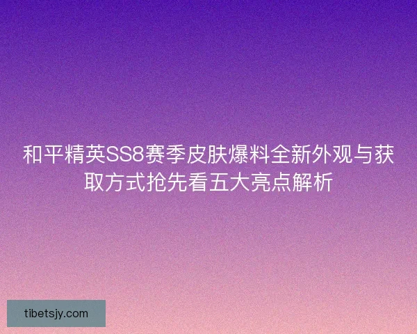 和平精英SS8赛季皮肤爆料全新外观与获取方式抢先看五大亮点解析